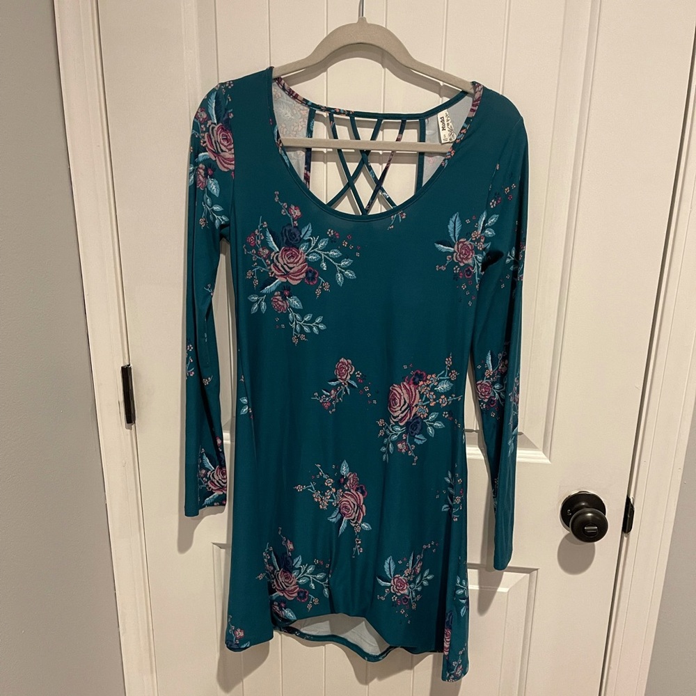 Green floral dress bought from Kohl’s. The brand is Mudd.